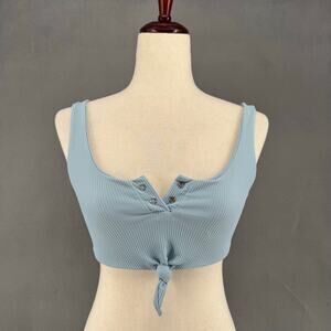 Staple Swim Bikini Top Womens 8 (US 4) Blue Rib Knit